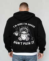 Big & Tall Men's Fun Cat Letter Print Cardigan Hoodie