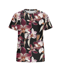 Men's Plus Size Hawaiian Floral Print Henry Collar Button Short Sleeve Tee