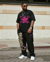 Big & Tall Men's Street Fashion Sequins Original Design-Short Sleeve Pants Suit