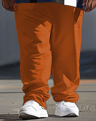 Men's Large Casual Colorblock Printed T-shirt Pants Suit