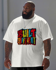 Big Guys Street Casual Graffiti Alphabet Print T-Shirt Trousers Set
