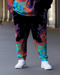 Men's Large Size Colorful Flame Hoodie Set of Two