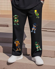 Big Boy Street Fashion Small Cartoon Print Short Sleeve Trousers Suit