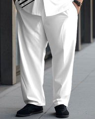 Men's Big Size Color Block Short Sleeve 2 Piece Walking Set