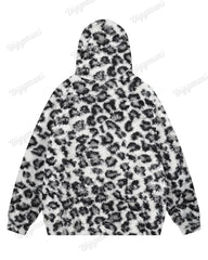 Men's White Leopard Print Plus Size Hoodie Suit