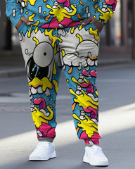 Men's Plus Size Cartoon Graffiti Anime Hoodie Set of Two