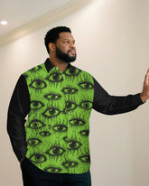 Big & Tall Men "Halloween Green Eye Monster Festival Carnival Long Sleeve Shirt