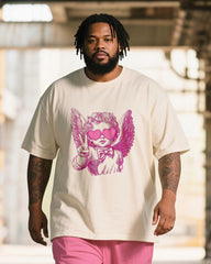 Big & Tall Men's Graffiti Pink Love Angel Bie Printed T-Shirt Pants Suit