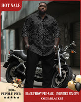 Big Men's Long Sleeve Shirt & Pants Set Geometric Casual Outfit