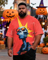 Big & Tall Men's Halloween Red Fun Skull Print Short Sleeve Tee