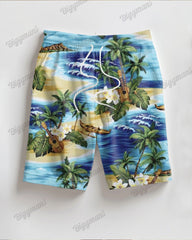 Couple Holiday Blue Short Sleeve T-Shirt Shorts Suit Large
