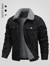 Men's Solid Pocket Zipper Fleece Jacket