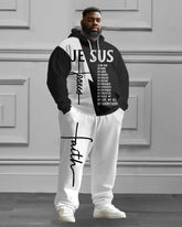 Men's Big and Tall Christian Jesus Color Match Hoodie Set