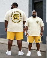 Big & Tall Men’s Route 66 Centennial Shield‑Print Crew-Neck Short‑Sleeve T‑Shirt And Shorts Set