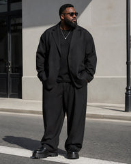M-5XL Men's Casual Suit Jacket Wide Leg Pants Two-Piece Set-Excluding Inner T-Shirt