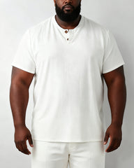 M-9XL Japanese Cotton And Linen Short-sleeved T-shirt With V-neck