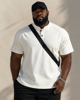 M-5XL American-style High Street Henry Collar T-shirt Stand Collar Short Sleeve