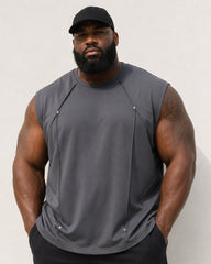 L-9XL Solid Color Heavy Cotton Round Neck Sleeveless Vest