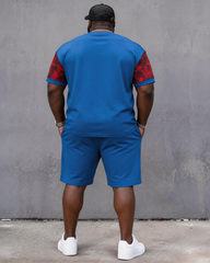 Big & Tall Men's BELIEVE Red Cross Print Crewneck Short Sleeve T-Shirt Shorts Set