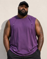 L-9XL Solid Color Heavy Cotton Round Neck Sleeveless Vest