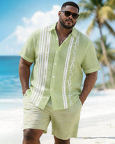 Big & Tall Men's Vine Line Print Short Sleeve Shirt Shorts Set