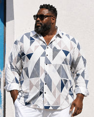 Big & Tall Men's Triangular Geometric Print Long Sleeve Shirt Pants Set
