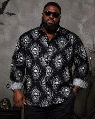 Big & Tall Men's Halloween European-style Skull Print Long Sleeve Shirt