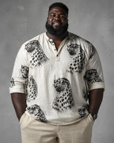 Big & Tall Men's Sunglasses Seal Fun Cartoon Printed Collar Long Sleeve Shirt