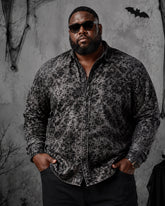 Big & Tall Men's Halloween Old Cobweb Dark Print Long Sleeve Shirt
