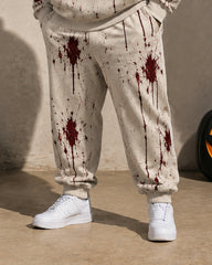 Big & Tall Men's Fun Bloody Text Print Half Zip Sweatshirt Set