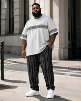 Big & Tall Men's Grey Patchwork Printed T-Shirt Pants Set