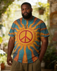 Big & Tall Men's Rainbow Sun Print Round Neck Short Sleeve Tee