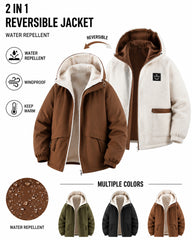 5XL-11XL Large Size Men's Fleece Hooded Jacket Windproof Double-Sided Wearing