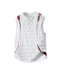 L-9XL Casual Sports Letter Jacquard Plaid Vest