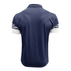 S–3XL Men’s Short-Sleeve Striped Polo Shirt With Lapel Collar