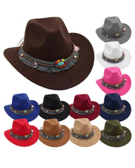 Western Denim Tassel Turquoise Felt Jazz Hat