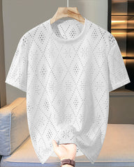 4XL-11XL Summer Hollow Texture Large Size T-shirt