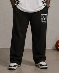 Big & Tall Men's Halloween Stitch Skull Bone Print T-Shirt Pants Set