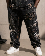 Big & Tall Men's Halloween Hole Pumpkin Face Printed T-Shirt Pants Set