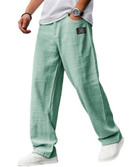 S-5XL Men's Casual Cotton Linen Loose Straight Pants