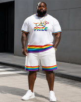 Big & Tall Men's Rainbow Dachshund PRIDE Printed Round Neck Short Sleeve T-Shirt Shorts Set