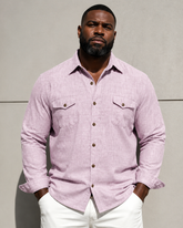 M-3XL Solid Color Casual Double Pocket Long Sleeve Levers Shirt