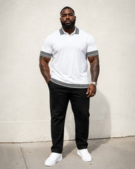 Big & Tall Men's Printed Polo Short Sleeve Pants Set