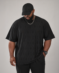 4XL-11XL Summer Hollow Texture Large Size T-shirt