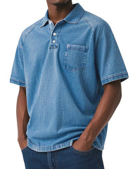 S-4XL Solid Color Wash Pocket Casual Short Sleeve Button Laps Polo Shirt