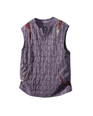 L-9XL Casual Sports Letter Jacquard Plaid Vest