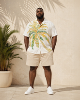 Big & Tall Men's Watercolor Palm Tree Print Short Sleeve Shirt Shorts Set