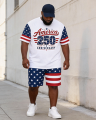 Big & Tall Men's America250 Anniversary Printed Crewneck Short Sleeve T-Shirt Shorts Set