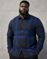 M-4XL Business Classic Plaid Men's Long Sleeve Shirt