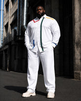 Big & Tall Men's Color Line Print Long Sleeve Shirt Pants Set